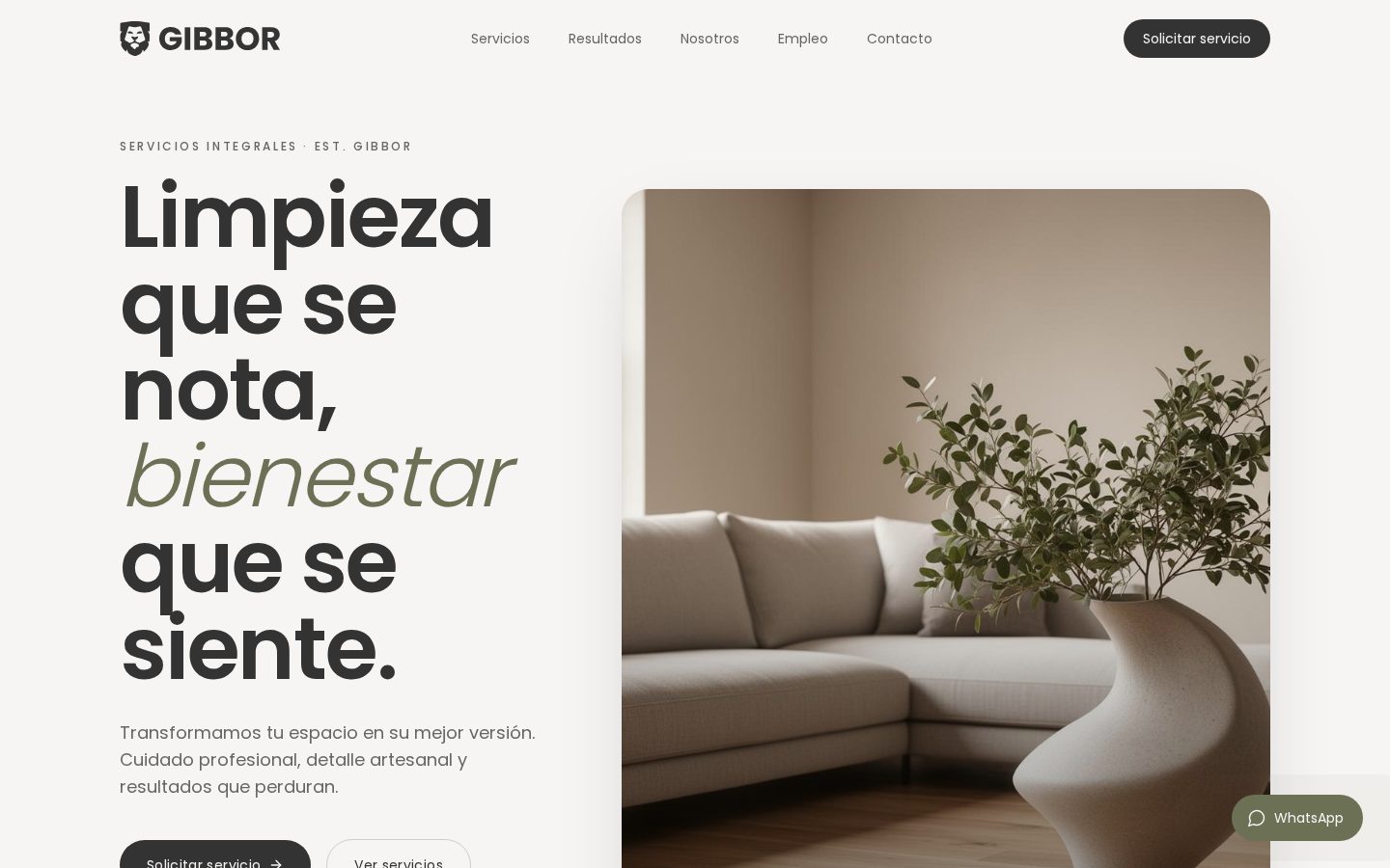 Gibbor — Servicios de limpieza, proyecto web por Cresova