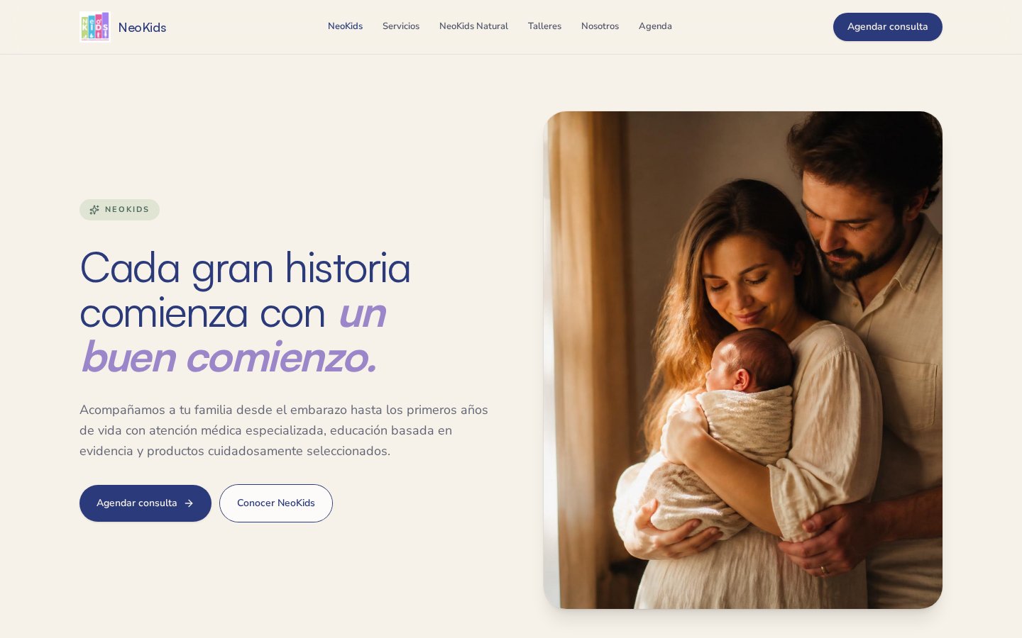 Sitio web Cresova para NeoKids — Salud materno-infantil