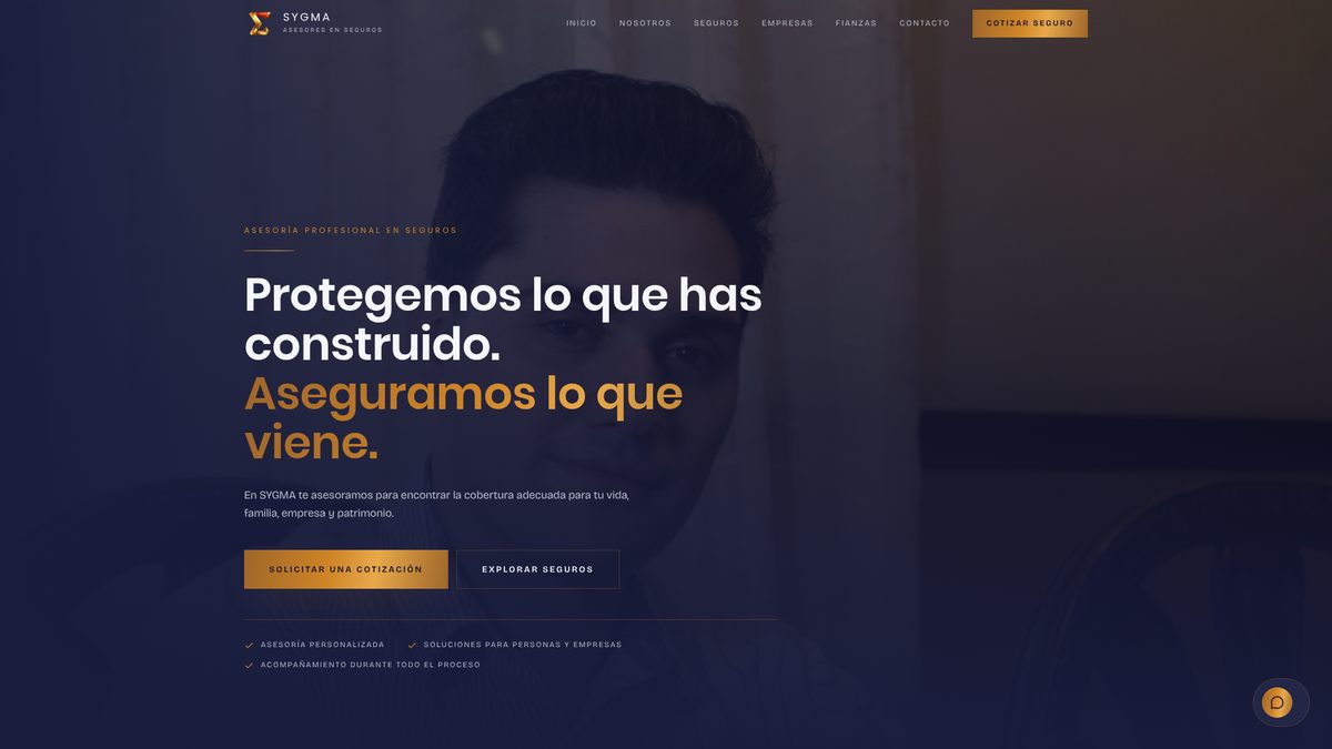 SYGMA — Asesoría en seguros, proyecto web por Cresova